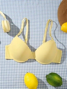 女士时尚浅黄色钢圈聚拢文胸 - 提升胸型，性感迷人，全天舒适，是日常穿搭的理想之选