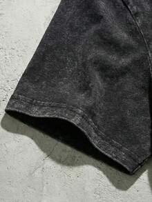 Unisex Streetwear, Men's Y2K Grunge Hellstars Slogan & Flaming Fire Text Graphic Double-Sided Print T-Shirt, Acid Washed Tee, Flaming Skull Dark Aesthetic Oversized T Shirt, Graphic Tees Men, Camisetas Para Hombre, Ropa De Hombre, Playera De Hombre, Navidad - màu đen - Xem 5