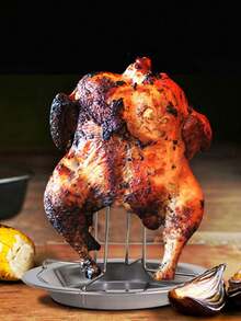 1/2pcs Stainless Steel Chicken Roasting Rack - Multifunctional BBQ Roasting Rack With Drip Tray, Suitable For Grilling, Oven, Non-Stick, Foldable, Multifunctional BBQ Accessory For Outdoor Cooking And Camping, Ensures Perfectly Roasted Chicken Every Time - Multicolor - View 8
