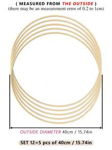 5pcs Beige Dreamcatcher Feather Outdoor Lawn Wedding Hanging Decor Bamboo Hoops, Wind Chimes Mori Style Inner Rings, Gifts And Decorative Hanging Accessories For Halloween, Christmas, Bedroom Wall Decor, Embroidery Hoops For DIY Craft - Apricot - View 20