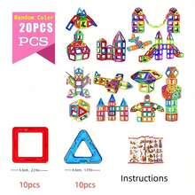 Magnetic Building Blocks Big Size DIY Magnets Toys, Magnetic Tiles Set,Learning Education Constructor Set, Colorful STEM Magnetic Toys For Boys And Girls,Designer Construction Set Toy Building Blocks , Gifts For Birthday/Party/Holiday(Random Color)(Picture Is For Reference Only) Student,Stationery,School Supplies - Multicolor - View 13