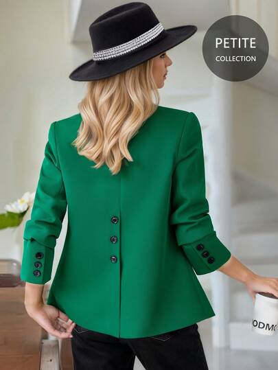 女士休闲开衩西装外套，修身设计，宽松版型，高品质优雅款式，适合娇小身材，春秋季