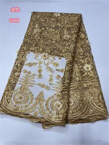 5 Yards /1 Yards French Lace Tulle With Beads 3D Flower Lace Embroidery Fabric 2026 Latest African Lace Nigerian Wedding Party - 彩色 - 查看 3