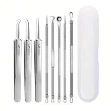 Set Of 8 Blackhead Removal Tools - Stainless Steel Blemish And Acne Extraction Tools - Professional Acne Squeezing Set Suitable For All Skin Types, Facial Care Tools With Portable Case - Odorless - 8-piece Set - View 3