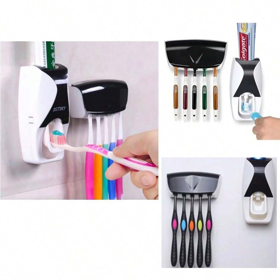Dispenser Aplicador Creme Dental Automatico Pasta Dente Suporte Escovas - Multicolorido - Visão 1