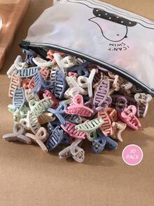 30 件女孩时尚几何方形、条形、半圆形、蝴蝶结、简约发爪发饰，多种颜色可选，适合日常使用 - 彩色 - 查看 5