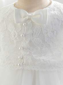 Baby Girls' White Dress, 0-2 Years Old, Birthday Wedding Christening Lace Shawl Formal Dress Set - White - View 6