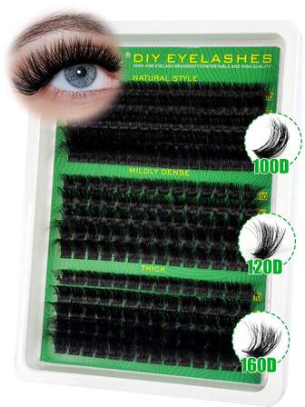 HINARIN 235pcs D Curl DIY Individual Eyelash Extensions Black Faux Mink Lash Clusters Mixed 10-16mm Length Fluffy Soft Lashes For Professional Beauty 5D Effect DIY At Home(100D+120D+160D)