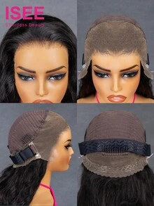 ISEE Hair Invisi 抽绳式水波纹 360 度蕾丝前额无胶假发，漂白发结，即戴即走，无需胶水，真人发假发，预先拔毛发际线，180% 密度，14-16 英寸波波头，18-26 英寸常规款，未经加工的处女发，度假活力，旅行必备，假日装扮，伴娘礼物，配饰 - SNatural - 查看 4