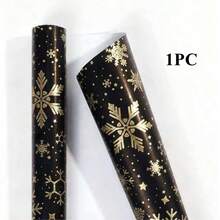 1 Rollo / 2 Rollos de papel de regalo de lino grueso 3D en color dorado y negro - 17 pulgadas x 10 pies, con diseño en relieve de copos de nieve y renos, perfecto para regalos festivos y celebraciones, envoltura de regalos | Diseño navideño | Empaque premium, Suministros de embalaje Navidad Decoraciones navideñas Pijamas navideños Regalos de Navidad Decoración navideña