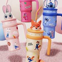Miniso Zootopia Judy & Nick Doll Insulated Straw Tumbler 304 Stainless Steel Material 3D Doll Lid & Handle Design Commute Office Home Insulated Water Cup (ZG Version)(1 PC) - Pink - View 8