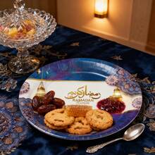 7/9 Inch Paper Party Plates - 6-48 Servings, Suitable For Ramadan, Eid, Birthday, Picnic, Camping Decor. 96/12 Per Set, Ramadan, Eid, Ramadan Blessings, Ramadan Gathering, Eid Celebration, Ramadan Tableware, Eid Party Plates, Arabic Holidays, Islamic Holidays - Multicolor - View 4