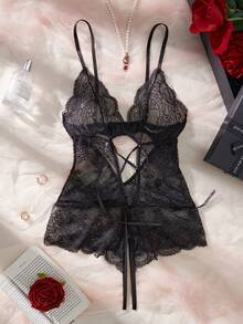 Conjunto de lencería sexy para mujer, body de encaje tentador, lencería con entrepierna abierta, ropa de dormir para rave, look de chica mala