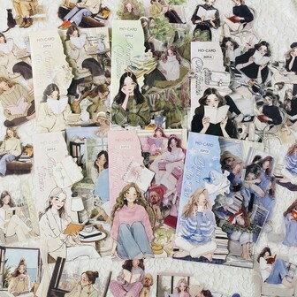 30pcs PET Hand Account Characters Stickers For Decorating Cards, Collage Journals Notebook Decoration Card Embellishmen Scrapbook Stickers Holiday Decorations Christmas Halloween Valentine's Day