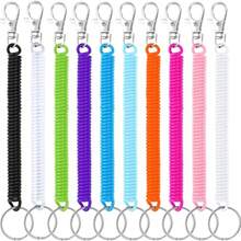 2pcs Coil Spring Keychain, 2pcs Retractable Coil Spring Keychain With Lobster Clasp, Spring Coil Belt Safety Lanyard, Phone Elastic Wrist Coil Lanyard Spring Hook