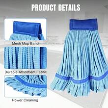 DIRT RUSHER Microfiber Mop Heads: Mop Head Replacement For Floor Cleaning, Easy To Wring, Blue (2 Pack) - ColorA - 查看 6