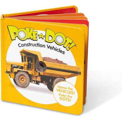Libro Infantil en Inglsu2013 Poke - a - Construction Vehicles Vehculos de Construccin Libro de Cartn con Botones de