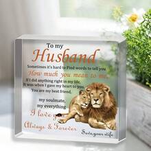 1pc, Gifts Given To Her Husband Plaque Desktop Decoration -Men's Romantic Birthday Gift Family Desk Decoration, Christmas, Wedding Anniversary, Valentine's Day And Father's Day Gift - Clear - View 6