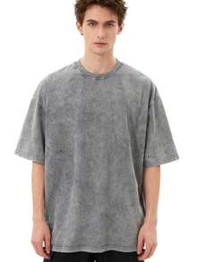 Three-Piece Solid Color T-Shirts Fashion Retro Men's T-Shirts 230g Heavyweight Cotton Dropped Shoulder Design Unisex Short-Sleeve T-Shirts For All Seasons Casual Occasions Gift For Boyfriend 100% Pure Cotton Streetwear Designed For Young People Ideal Gift Between Friends Men's Clothing Men's T-Shirts - 黑色+灰色+咖啡色 - 查看 3