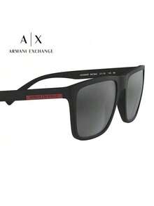 Armani 0AX4080SF80786G Sunglasses, Square Full-Rim, Lightweight Frame, Unisex, Suitable For Various Occasions, Matte Black Temples, Light Gray Mirrored Top, Black Mirrored Top - Black - View 5