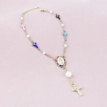 1 Stück Auto Hängedekoration - Mehrfarbig, Perlakzent, mit Diamanten besetzt, ovaler Anhänger, verstellbare Kette: Stilvolles Auto-Accessoire (kann auch als Armband & Taschenanhänger verwendet werden) - Verschiedenfarbig - Übersicht 9