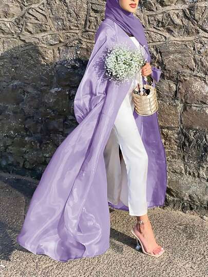 Women's Elegant Sheer Long Oversized Arabic Abaya Robe Kimono Cardigan, Batwing Sleeve, No Headscarf, No Inner Wear, Quick Ship