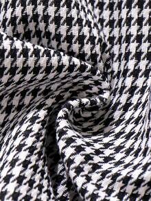 1件女婴甜美公主风千鸟格蝴蝶结装饰收腰长袖连衣裙，春秋季 - 黑與白 - 查看 9