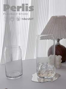 Taza de vidrio con forma de lata, estilo minimalista nórdico - Vidrio transparente sin plomo, perfecto para café, jugo, bebidas frías, té, leche y agua, adecuado para el hogar, la cocina, restaurantes, cafeterías y reuniones sociales