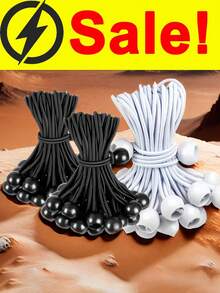 10个/20个装户外露营帐篷弹力绳，带塑料球，高弹力绳带弹力球，蹦床沙滩网弹力绳，耐用尼龙弹力绳带塑料球 - 拉力强度122磅，四季户外露营帐篷夹，用于收纳和固定，1套露营配件