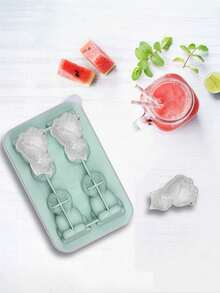 1pc 4-Hole Ice Cube Tray, Cute Cat Shaped Ice Maker, Reusable Ice Trays For Freezer, Flexible Silicone Ice Molds - Multicolor - View 9