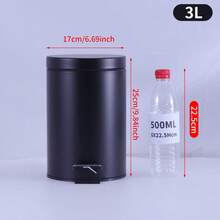 Stylish Matte Black Step Trash Can With Quiet Slow-Close Lid - Durable Metal Construction, Cylindrical Design, Suitable For Living Room, Bedroom, Bathroom, Kitchen - Multicolor - View 4
