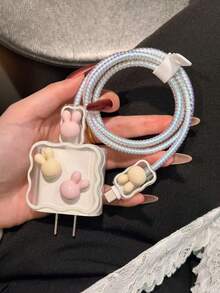 5pcs Pink Sakura Charging Cable Protector Sleeves Compatible With Apple 20W Charger - Pink - View 11