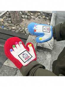 Cute Dopamine Full Finger Gloves, Warm Thermal Lined Thick Gloves For Men And Women, Windproof For Cycling In Winter - Multicolor - View 6