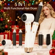 Máy tạo kiểu tóc 5 trong 1 UKLISS 2026 phiên bản nâng cấp - Máy sấy tóc ion chuyên nghiệp & máy tạo kiểu đa chức năng, với đầu bàn chải có thể thay thế để sấy khô, uốn xoăn, duỗi thẳng, tạo độ phồng và khuếch tán - Thiết kế tiện dụng, làm nóng nhanh, bộ quà tặng lý tưởng cho nam và nữ. - Phích cắm loại F của EU (220-240V) - Xem 14