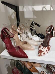 Synthetic Leather Pumps With 10.5cm Heel - Beige - View 4