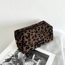 1PC Leopard Makeup Bag - Large Capacity Makeup Storage Bag With Lipstick Compartment, Fashionable Travel Essential - Leopard Print Makeup Bag - View 1