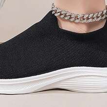 黑色2D字母印花套脚休闲运动鞋，透气 - 黑色 - 查看 6