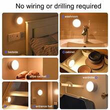 1个360°旋转夜灯，壁灯，电池供电，橱柜灯，室内感应灯，装饰性室内照明，暖光和白光，橱柜下LED灯，室内感应夜灯，室内照明，镜前灯，带LED感应器，适用于楼梯或卧室、房间、厨房、浴室、楼梯、架子等场所。