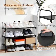 New Shoe Rack 3 Tier Non-Woven Fabric Portable Shoe Shelf Space Saving Shoe Organizer For Closet Up To 12-16 Pairs Shoe Storage For Entryway Bedroom Black HSRF03BK - 3Tier - View 7