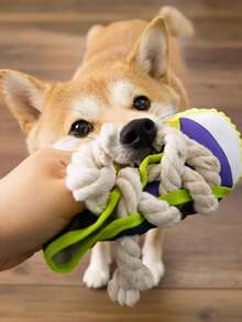 1pc Canvas Shoe Shaped Dog Chew Toy With Sound, Durable Interactive Rope Toy Suitable For Small Dogs, Puppy Teething Stick Pet Toy - Yellow - View 6