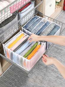 1/2pcs Household Foldable Wardrobe Storage Rack Jeans Storage Box T-Shirt And Leggings Drawer Storage Rack Drawer, Suitable For Wardrobe, Bathroom, Wardrobe Separate Storage Box, Nylon Material,Closets Clothes Organizer Pants Jeans Storage Box Cabinet Organizer Drawers Underwear Socks T-Shirt Wardrobe Storage Organizers - Multicolor - View 12