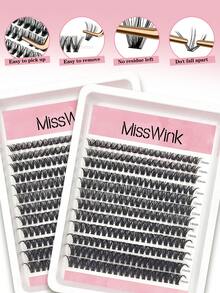 Miss Wink 50D Soft Curly Natural Eyelash Extension Kit, 8-16mm Mixed, 0.07mm D Curl, 12 Rows Total 240 Strands, Waterproof Mink, 3D Lightweight DIY Eyelash Set, Suitable For Natural, Dramatic, And Daily Makeup, Portable And Easy To Use, Suitable For Daily Or Various Occasions