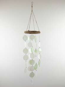 1个海洋微风风铃，发出舒缓的声音，天然彩虹贝壳风铃，适合花园和家居装饰，是送给妈妈、乔迁新居、圣诞节的理想礼物 | 室内/室外音乐装饰 - 薄荷綠 - 查看 13