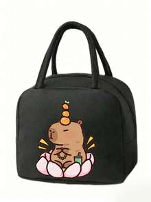 便携式双层保温午餐包，水豚图案，儿童防漏午餐包，可重复使用，适合上学、上学、上学等场合，男女通用，可调节肩带，保温保冷包，非常适合工作、办公室、野餐、海滩等场合，保温旅行两相宜。 - 彩色 - 查看 17