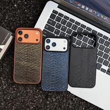 高品质奢华商务鳄鱼纹PU皮革手机壳，兼容三星Galaxy S25 Ultra、S24 Ultra、S23 Ultra - 全包防震保护套，高级行政外壳，兼容 17 Pro Max、17 Pro、17 Air - 橘色 - 查看 9