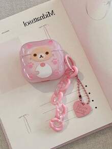 1个猫咪泰迪熊图案保护壳，兼容苹果3、Pro、2、3、Pro 4、5（不含耳机） - 粉色 - 查看 16