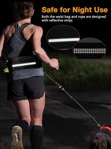 1 pièce Laisse pour chien mains libres avec poche de taille à fermeture éclair, poignées rembourrées doubles et cordon élastique durable, convient pour la promenade, le jogging et l'entraînement d'animaux de compagnie, fournitures pour animaux de compagnie