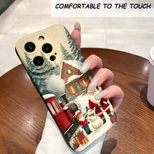 1PC Phone Case ,  Christmas House Train Santa Snowman , Stylish Phone Case, Phone Decoration, All-around Lens Protection, Creative Small Gift, Funny Gift for Boys and Girls - Negro - Ver 2