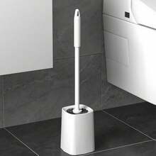1PC Toilet Cleaning Brush,High-Quality Plastic Handle,Compact Size, For Bathroom Use, Toilet Cleaning Brush, Long Handle With Base, Toilet Cleaning Brush Set, Durable Frosted Bristles,Bathroom Decor And Accessories,Cleaning Supplies - 白色 - 查看 6