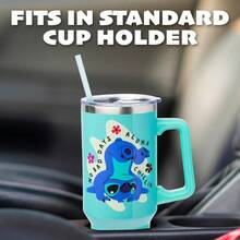 SLAWDisney Lilo And Stitch Aloha No Bad Days Chillin Stainless Steel Tumbler With Handle And Straw Fits In Standard Cup Holder 40 Ounces - DisneyLiloandStitchChillin - 查看 5